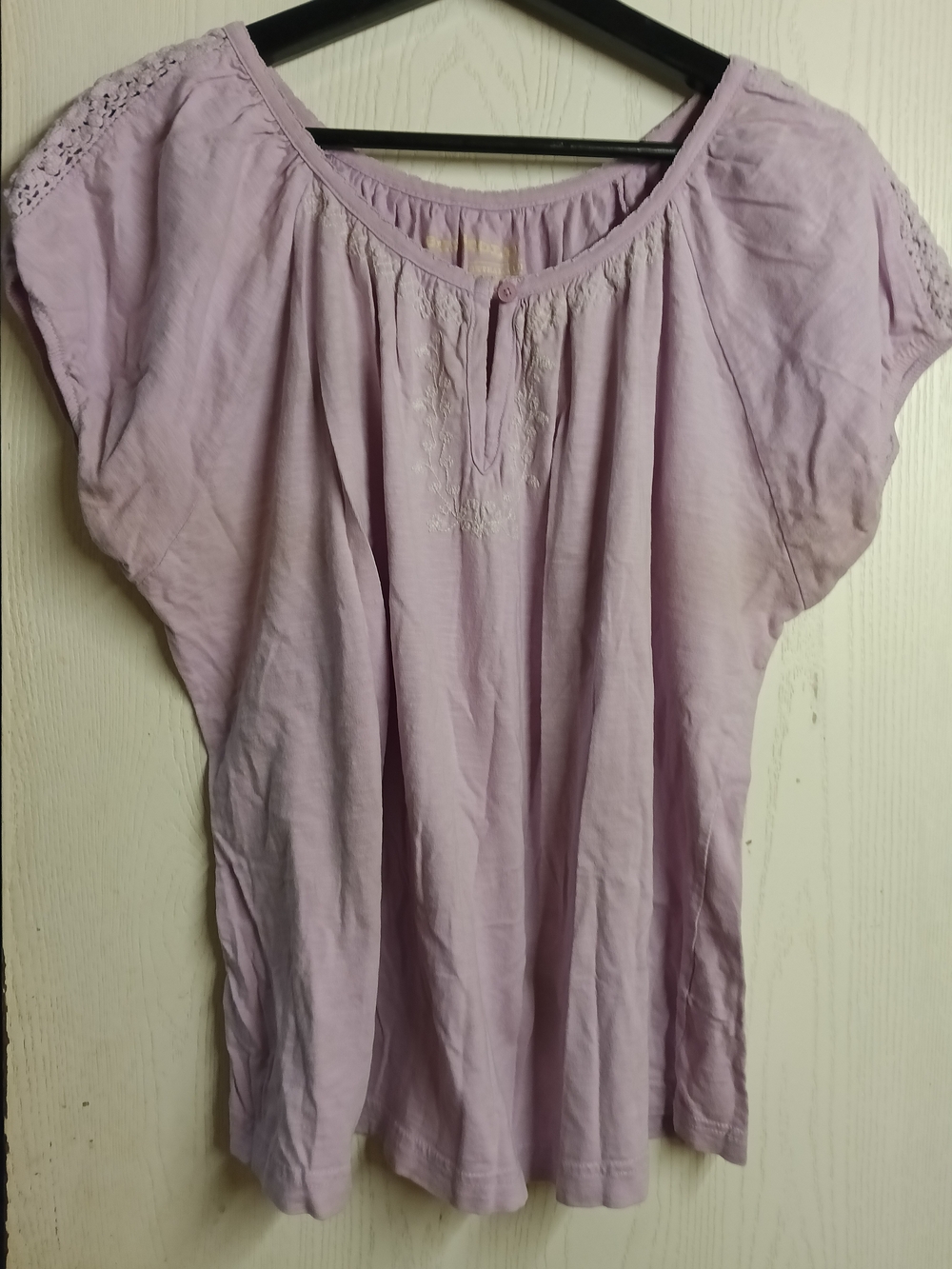 Bit & Bridle Lavender Embroidered Short Sleeve Peasant Top